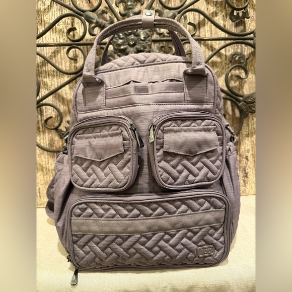 Lug Mini Puddle Jumper Quilted Crossbody Convertible Tote Brushed Pearl Grey - Picture 10 of 13